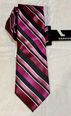 Lot of 5 Men's Neckties: George, Pavia Italy, Liberty of London, Perry Ellis Por